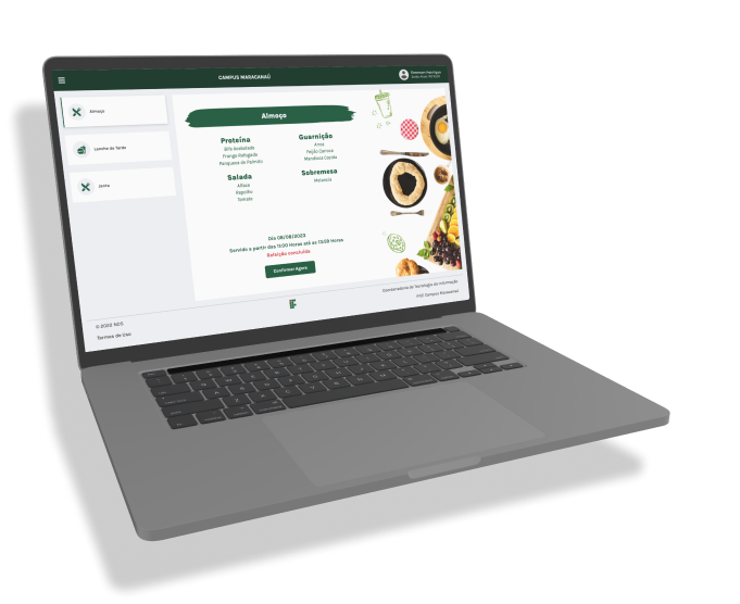 Mockup de um notebook com a tela inicial do SysRA